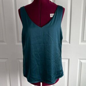 Deep Teal V Neck Tank Top - Size Medium